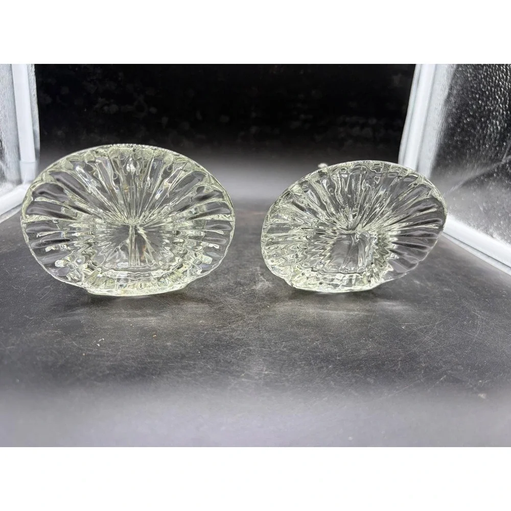 Vintage Avon Clear Glass Turkey Salt Cellars Votive Holders Pair Thanksgiving